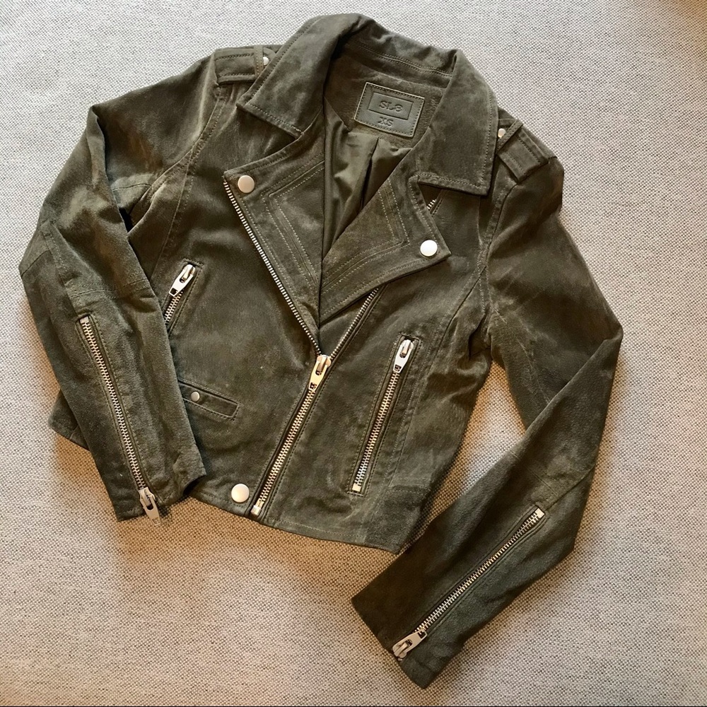 Blank NYC Green Suede Moto Jacket